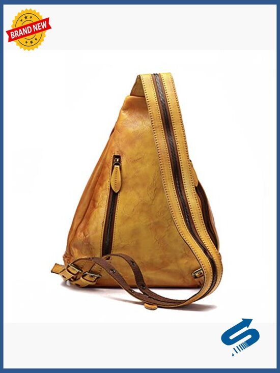Genuine Leather Sling Bag Vintage Handmade Chest Backpack Crossbody Daypack